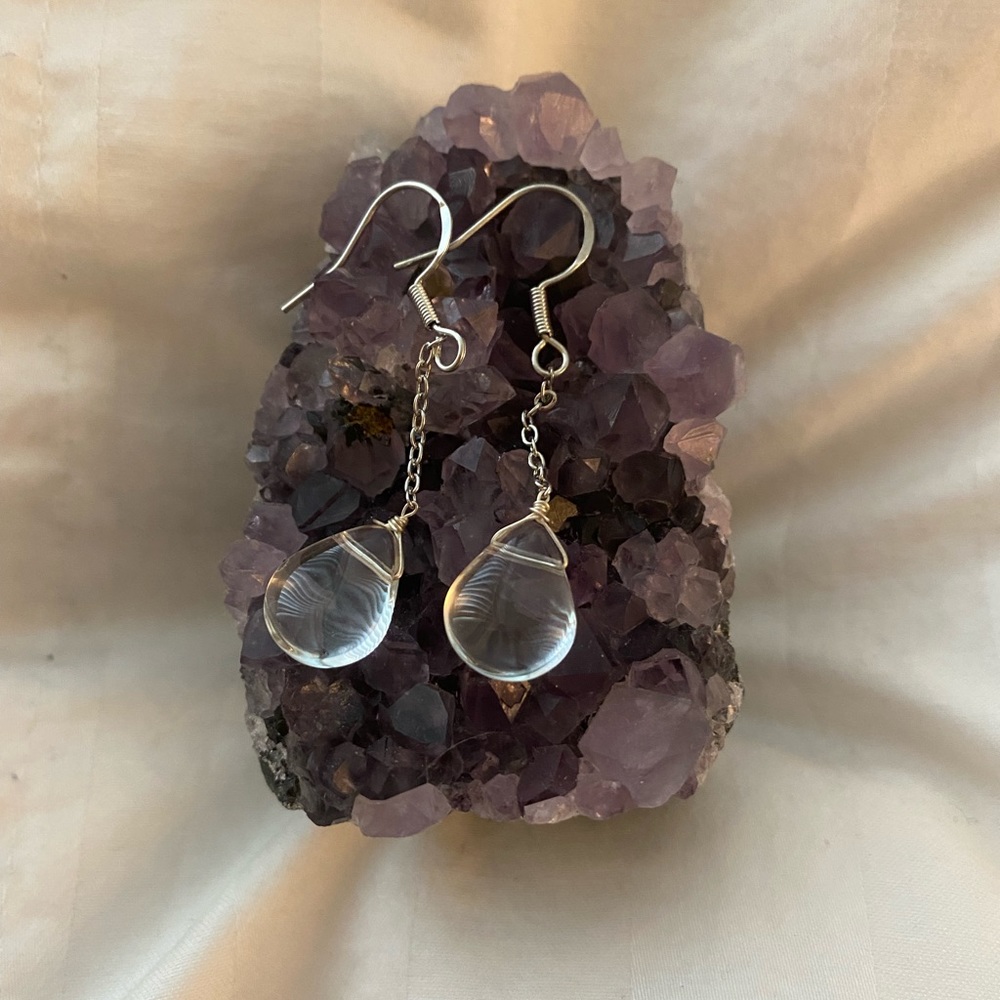 Genuine Clear Quartz earrings